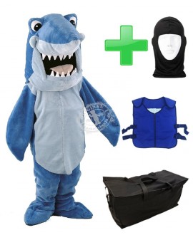 Kostüm Hai + Kühlweste + Tasche + Hygiene Maske/Haube jetzt günstig kaufen Angebot