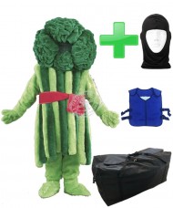 Kostüm Brokkoli 1 + Kühlweste "Blue M24" + Tasche "Star" + Hygiene Maske (Hochwertig)
