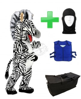 Kostüm Zebra 2 + Kühlweste "Blue M24" + Tasche "Star" + Hygiene Maske (Hochwertig)