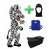 Kostüm Zebra 1 + Kühlweste "Blue M24" + Tasche "Star" + Hygiene Maske (Hochwertig)