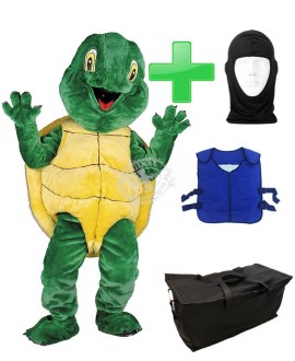 Kostüm Schildkröte 3 + Kühlweste "Blue M24" + Tasche "Star" + Hygiene Maske (Hochwertig)