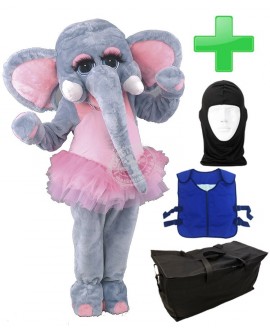Kostüm Elefant 8 + Kühlweste "Blue M24" + Tasche "Star" + Hygiene Maske (Hochwertig)