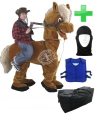 2. Personen Pferd 2 Kostüm + Kühlweste "Blue M24" + Tasche "XXL" + Hygiene Maske (Hochwertig)