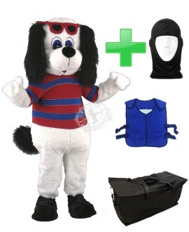 Kostüm Hund 25 + Kühlweste "Blue M24" + Tasche "Star" + Hygiene Maske (Hochwertig)
