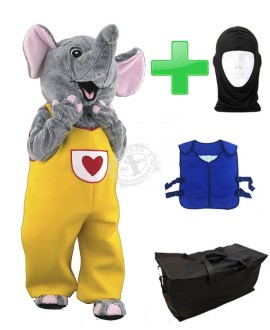 Kostüm Elefant 9 + Kühlweste "Blue M24" + Tasche "Star" + Hygiene Maske (Hochwertig)