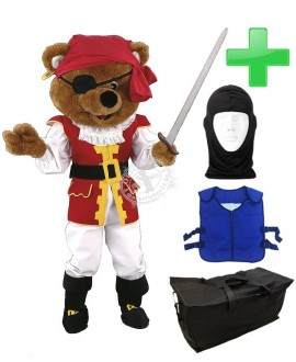 Kostüm Bär 18 + Kühlweste "Blue M24" + Tasche "Star" + Hygiene Maske (Hochwertig)