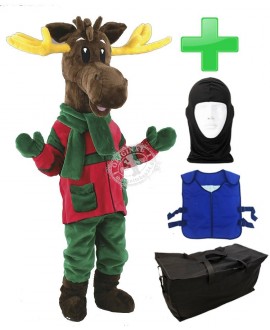 Kostüm Rentier / Elch 7 + Kühlweste "Blue M24" + Tasche "Star" + Hygiene Maske (Hochwertig)