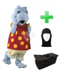 Kostüm Nilpferd 3 + Tasche "Star" + Hygiene Maske (Hochwertig)