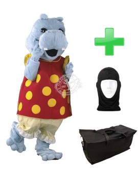 Kostüm Nilpferd 3 + Tasche "Star" + Hygiene Maske (Hochwertig)