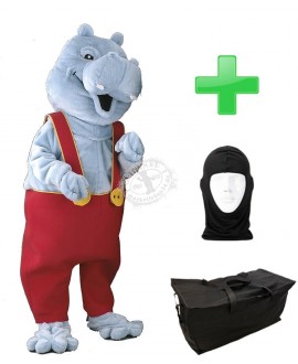 Kostüm Nilpferd 4 + Tasche "Star" + Hygiene Maske (Hochwertig)