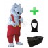 Kostüm Nilpferd 4 + Tasche "Star" + Hygiene Maske (Hochwertig)