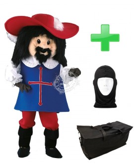 Musketier Porthos Kostüm + Tasche "Star" + Hygiene Maske (Hochwertig)