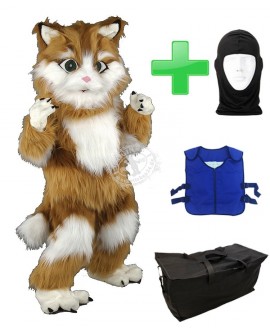 Kostüm Katze 12 + Kühlweste "Blue M24" + Tasche "Star" + Hygiene Maske (Hochwertig)