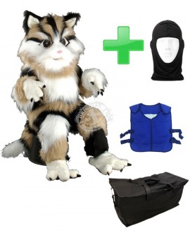 Kostüm Katze 13 + Kühlweste "Blue M24" + Tasche "Star" + Hygiene Maske (Hochwertig)