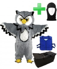 Kostüm Eule 4 + Kühlweste "Blue M24" + Tasche "Star" + Hygiene Maske (Hochwertig)