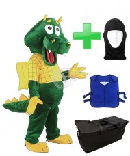 Kostüm Drache 6 + Kühlweste "Blue M24" + Tasche "Star" + Hygiene Maske (Hochwertig)