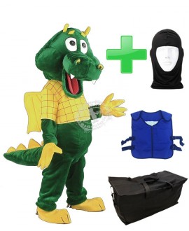 Kostüm Drache 6 + Kühlweste "Blue M24" + Tasche "Star" + Hygiene Maske (Hochwertig)