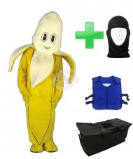 Kostüm Banane + Kühlweste "Blue M24" + Tasche "Star" + Hygiene Maske (Hochwertig)