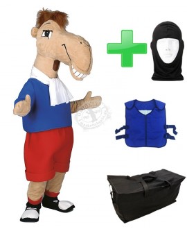 Kostüm Kamel 3 + Kühlweste "Blue M24" + Tasche "Star" + Hygiene Maske (Hochwertig)