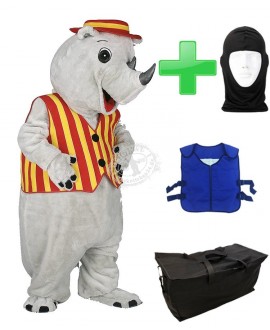 Kostüm Nashorn 4 + Kühlweste "Blue M24" + Tasche "Star" + Hygiene Maske (Hochwertig)