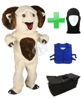 Kostüm Widder 4 + Kühlweste "Blue M24" + Tasche "Star" + Hygiene Maske (Hochwertig)