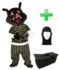 Kostüm Wildschwein Kostüm + Tasche "Star" + Hygiene Maske (Hochwertig)