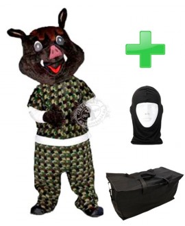 Kostüm Wildschwein Kostüm 3 + Tasche "Star" + Hygiene Maske (Hochwertig)