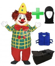 Kostüm Clown + Kühlweste "Blue M24" + Tasche "Star" + Hygiene Maske (Hochwertig)