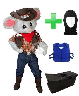Kostüm Maus 12 + Kühlweste "Blue M24" + Tasche "Star" + Hygiene Maske (Hochwertig)