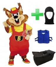Kostüm Hamster / Biber 7 + Kühlweste "Blue M24" + Tasche "Star" + Hygiene Maske (Hochwertig)