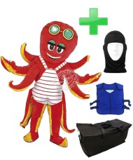 Kostüm Tintenfisch / Krake + Kühlweste "Blue M24" + Tasche "Star" + Hygiene Maske (Hochwertig)