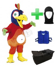 Kostüm Tukan / Papagei 5 + Kühlweste "Blue M24" + Tasche "Star" + Hygiene Maske (Hochwertig)