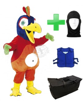 Kostüm Tukan / Papagei 5 + Kühlweste "Blue M24" + Tasche "Star" + Hygiene Maske (Hochwertig)