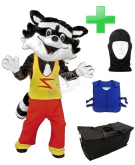Kostüm Stinktier 5 + Kühlweste "Blue M24" + Tasche "Star" + Hygiene Maske (Hochwertig)