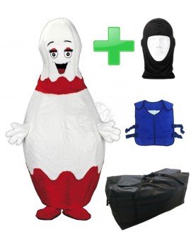 Kostüm Bowling Pin + Kühlweste "Blue M24" + Tasche "XL" + Hygiene Maske (Hochwertig)