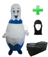 Kostüm Bowling Pin Blau + Tasche "XL" + Hygiene Maske (Hochwertig)