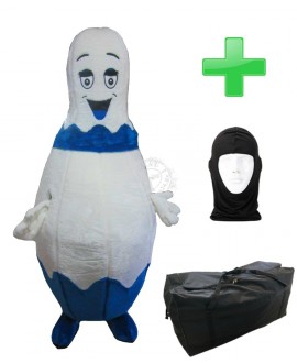 Kostüm Bowling Pin Blau + Tasche "XL" + Hygiene Maske (Hochwertig)