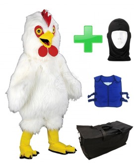 Kostüm Huhn 11 + Kühlweste "Blue M24" + Tasche "Star" + Hygiene Maske (Hochwertig)