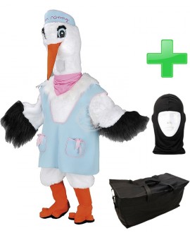 Kostüm Storch 1 + Tasche "Star" + Hygiene Maske (Hochwertig)