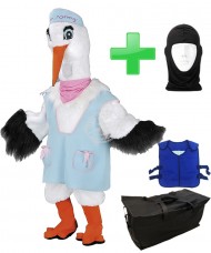 Kostüm Storch 1 + Kühlweste "Blue M24" + Tasche "Star" + Hygiene Maske (Hochwertig)