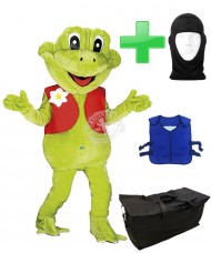 Kostüm Frosch 6 + Kühlweste "Blue M24" + Tasche "Star" + Hygiene Maske (Hochwertig)