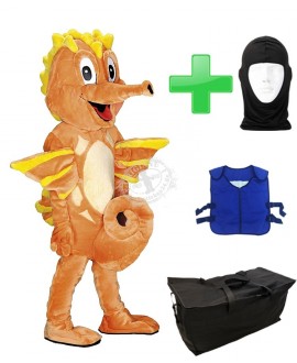 Kostüm Seepferdchen + Kühlweste "Blue M24" + Tasche "Star" + Hygiene Maske (Hochwertig)