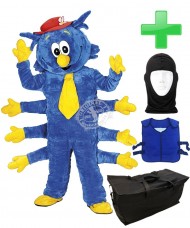 Kostüm Tausendfüßler + Kühlweste "Blue M24" + Tasche "Star" + Hygiene Maske (Hochwertig)