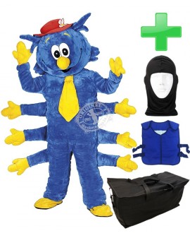 Kostüm Tausendfüßler + Kühlweste "Blue M24" + Tasche "Star" + Hygiene Maske (Hochwertig)