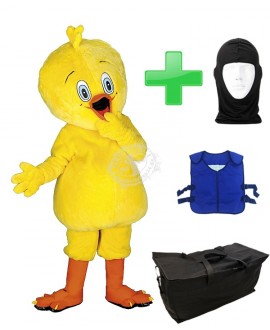 Kostüm Küken 1 + Kühlweste "Blue M24" + Tasche "Star" + Hygiene Maske (Hochwertig)