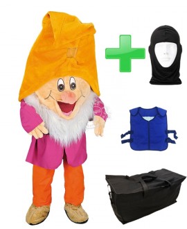 Kostüm Zwerg 2 + Kühlweste "Blue M24" + Tasche "L" + Hygiene Maske (Einfach)
