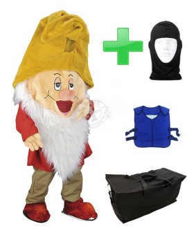 Kostüm Zwerg 4 + Kühlweste "Blue M24" + Tasche "L" + Hygiene Maske (Einfach)