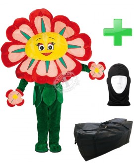 Kostüm Blume Rot + Tasche "XL" + Hygiene Maske (Hochwertig)