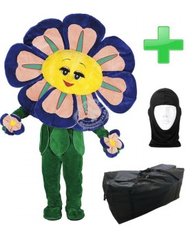 Kostüm Blume Violett + Tasche "XL" + Hygiene Maske (Hochwertig)