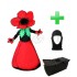 Kostüm Blume Rot 1 + Tasche "Star" + Hygiene Maske (Hochwertig)
